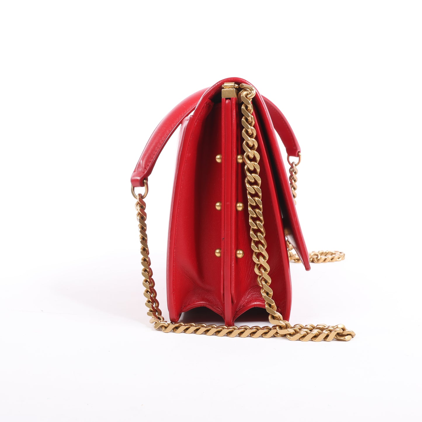 Saint Laurent Paris Zoe Leather Chain Shoulder Bag in Red 513667