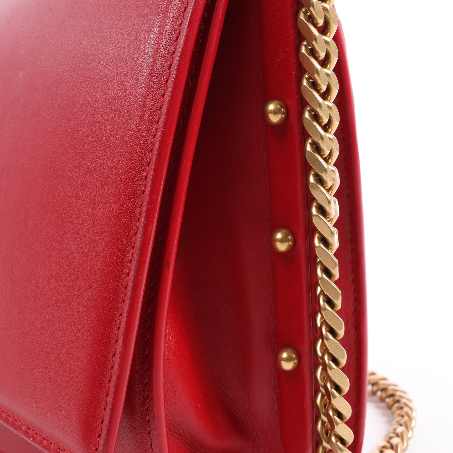 Saint Laurent Paris Zoe Leather Chain Shoulder Bag in Red 513667