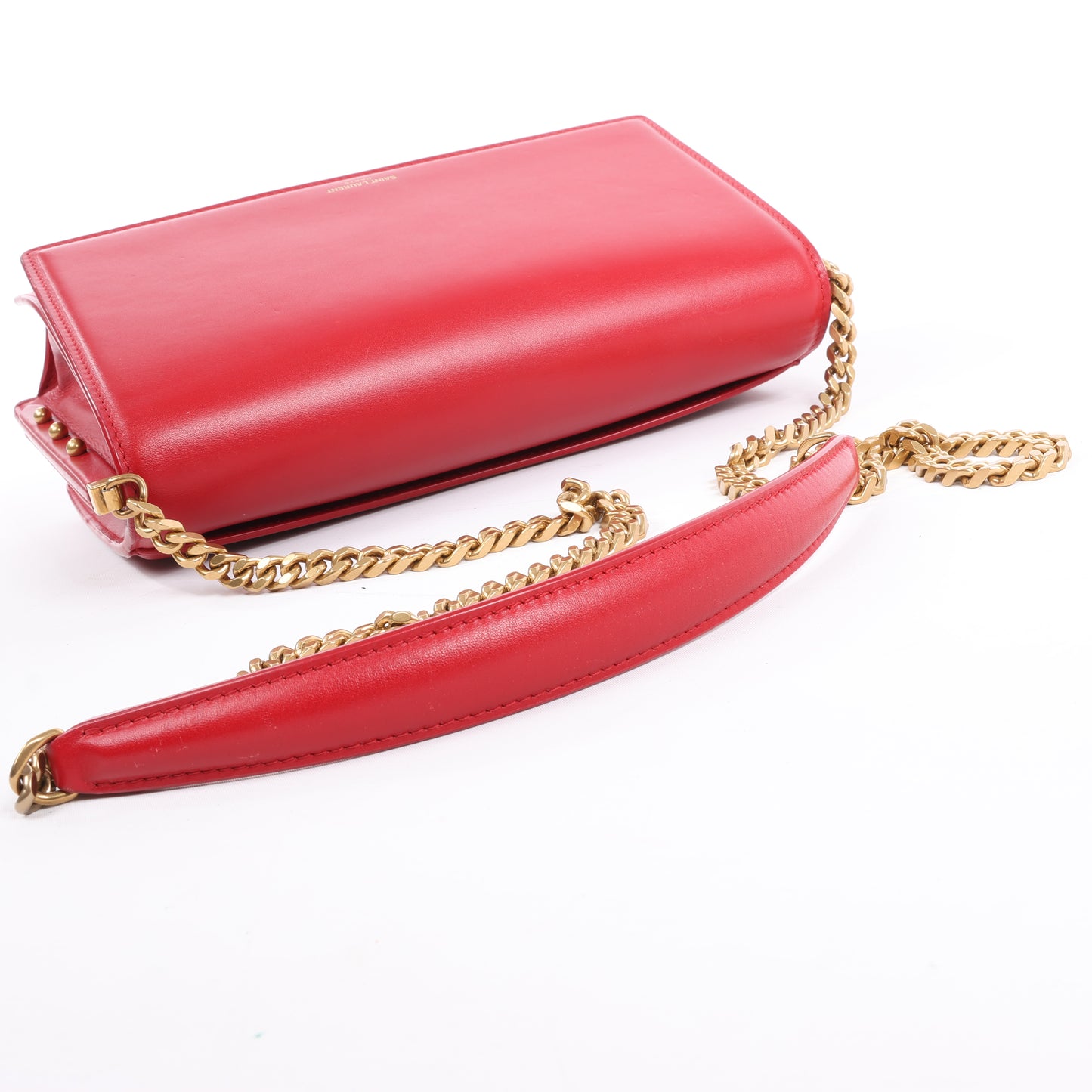 Saint Laurent Paris Zoe Leather Chain Shoulder Bag in Red 513667