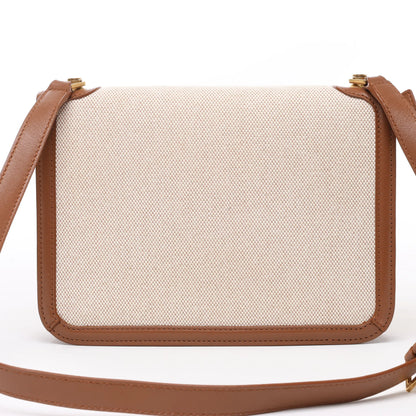 Saint Laurent Paris Carre Canvas x Leder Umhängetasche in Beige x Braun 647713