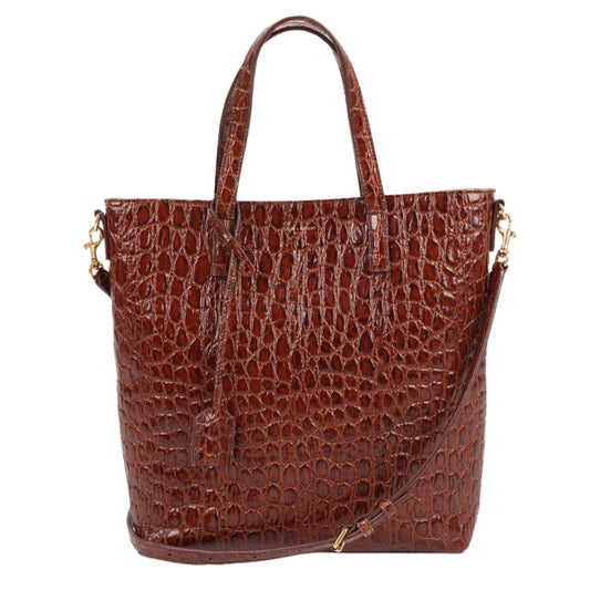Saint Laurent Paris – Toy Shopping – 2-Wege-Handtasche in Kroko-Optik in Braun, 600307