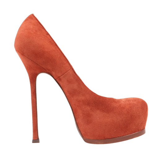 Saint Laurent Tribute Two Pumps aus braunem Wildleder, Größe 37,5 EU