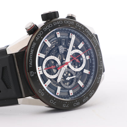 Carrera CALIBRE HEUER 01 CAR2A1Z.FT6044 WBD6279 SS SS &amp; Rubber AT Skelett-Zifferblattuhr