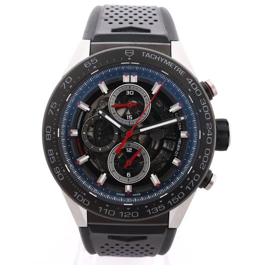 Carrera CALIBRE HEUER 01 CAR2A1Z.FT6044 WBD6279 SS SS &amp; Rubber AT Skelett-Zifferblattuhr