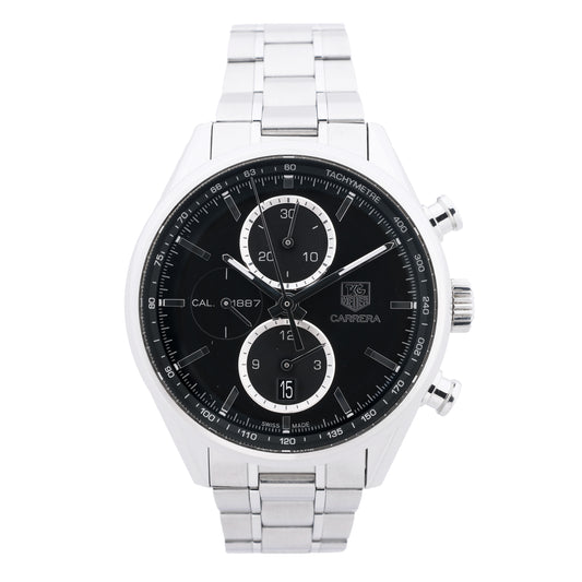 TAG Heuer Carrera Calibre 1887 Chronograph CAR2110.BA0720 RPR0632 SS AT Uhr mit schwarzem Zifferblatt
