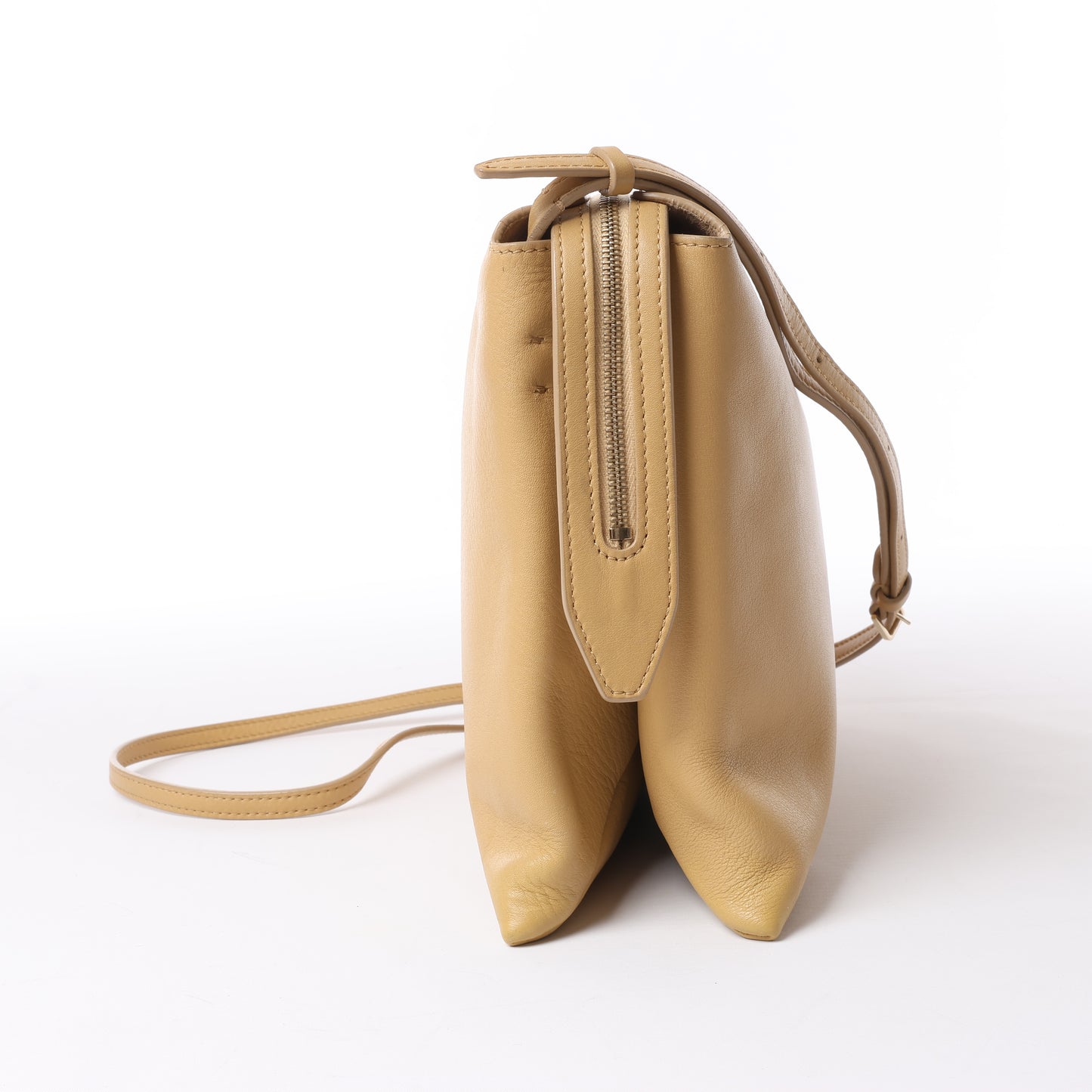 Mini sac à bandoulière en cuir beige The Row