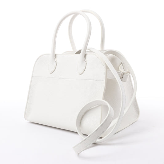 Sac à main double usage en cuir souple Margaux 10 de The Row, blanc
