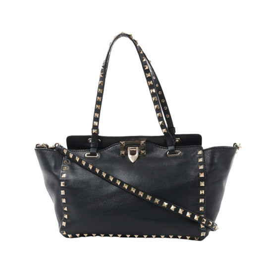Valentino Garavani – Rockstud – 2-Wege-Handtasche aus schwarzem Leder