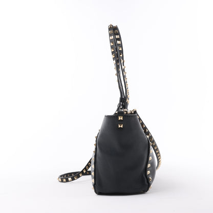 Valentino Garavani – Rockstud – 2-Wege-Handtasche aus schwarzem Leder