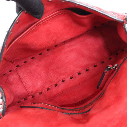 Valentino – Rockstud – 2-Wege-Schultertasche mit Spike-Kette in Rot