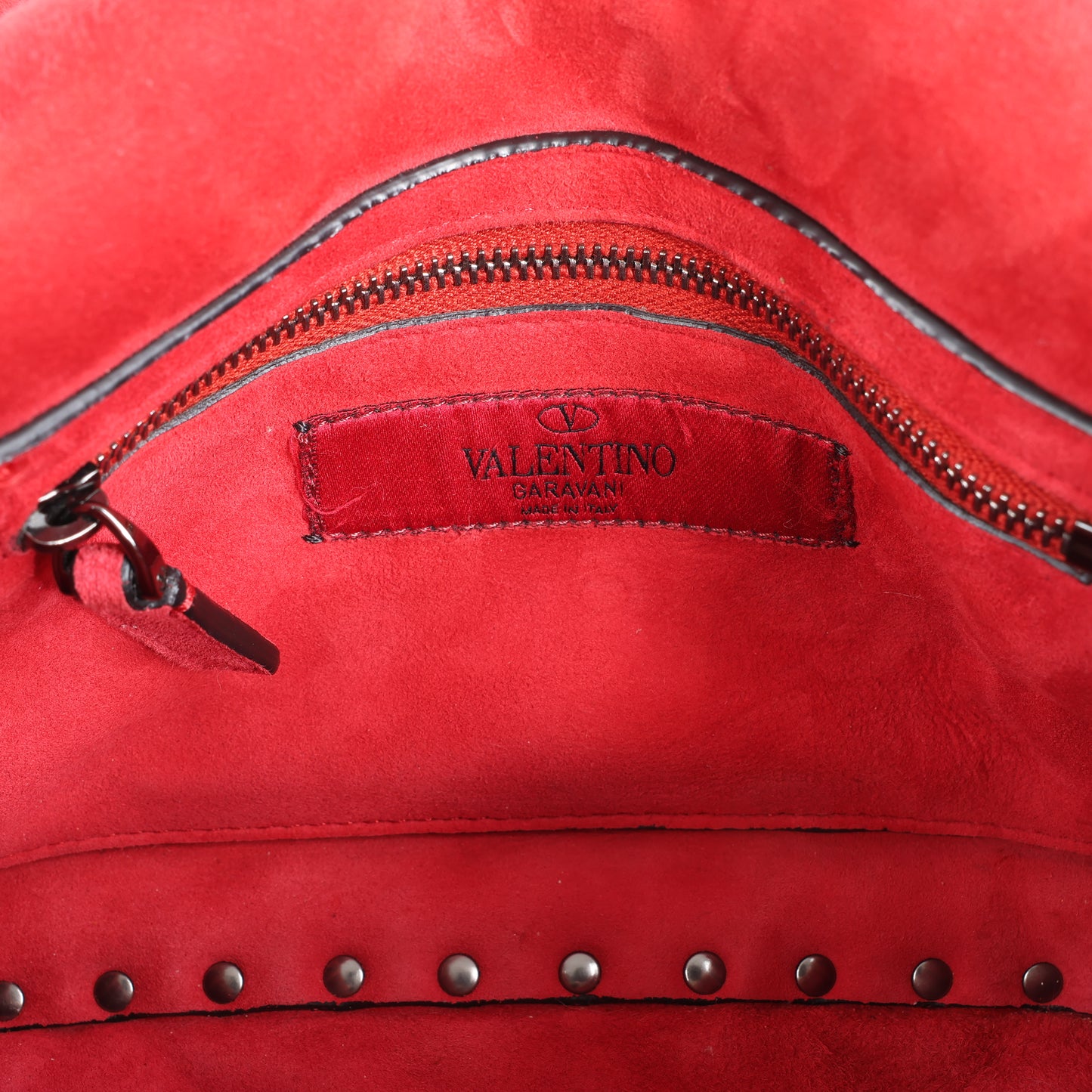 Valentino – Rockstud – 2-Wege-Schultertasche mit Spike-Kette in Rot
