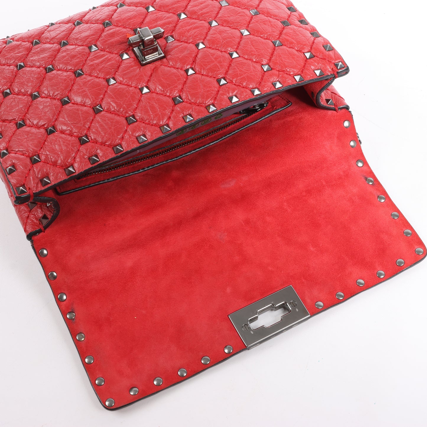 Valentino – Rockstud – 2-Wege-Schultertasche mit Spike-Kette in Rot
