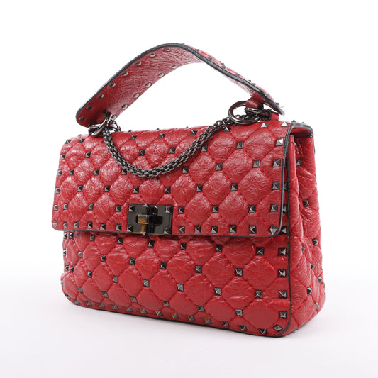 Sac à bandoulière Valentino Rockstud Spike Chain 2 voies en rouge