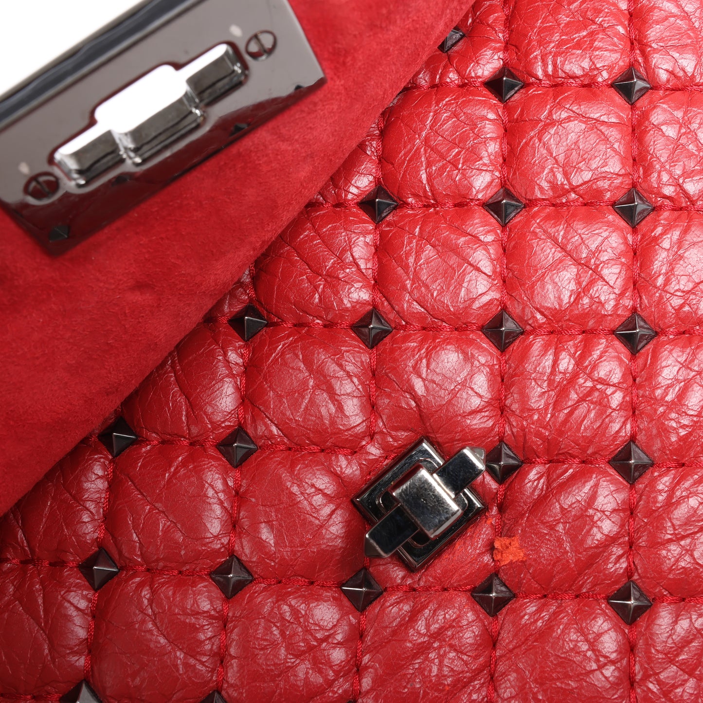 Valentino – Rockstud – 2-Wege-Schultertasche mit Spike-Kette in Rot