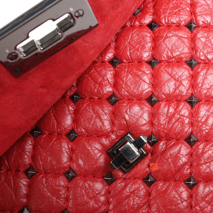 Valentino – Rockstud – 2-Wege-Schultertasche mit Spike-Kette in Rot