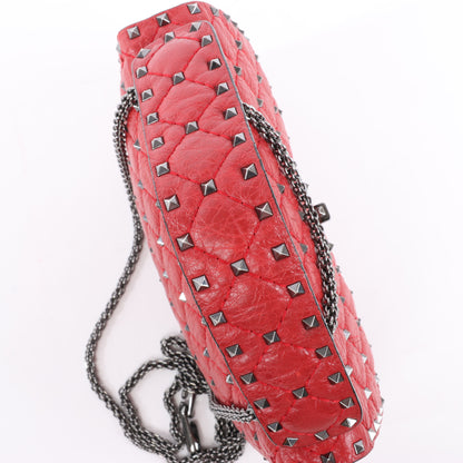 Valentino – Rockstud – 2-Wege-Schultertasche mit Spike-Kette in Rot