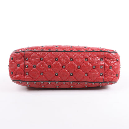 Valentino – Rockstud – 2-Wege-Schultertasche mit Spike-Kette in Rot