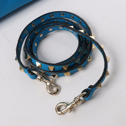 Valentino Garavani – Rockstud – 2-Wege-Handtasche aus blauem Leder