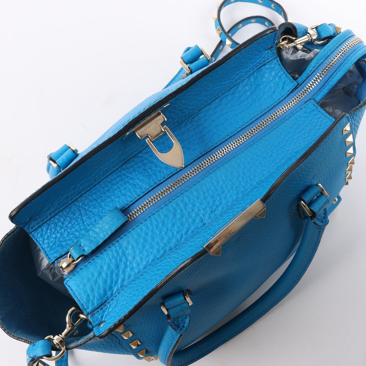 Valentino Garavani – Rockstud – 2-Wege-Handtasche aus blauem Leder