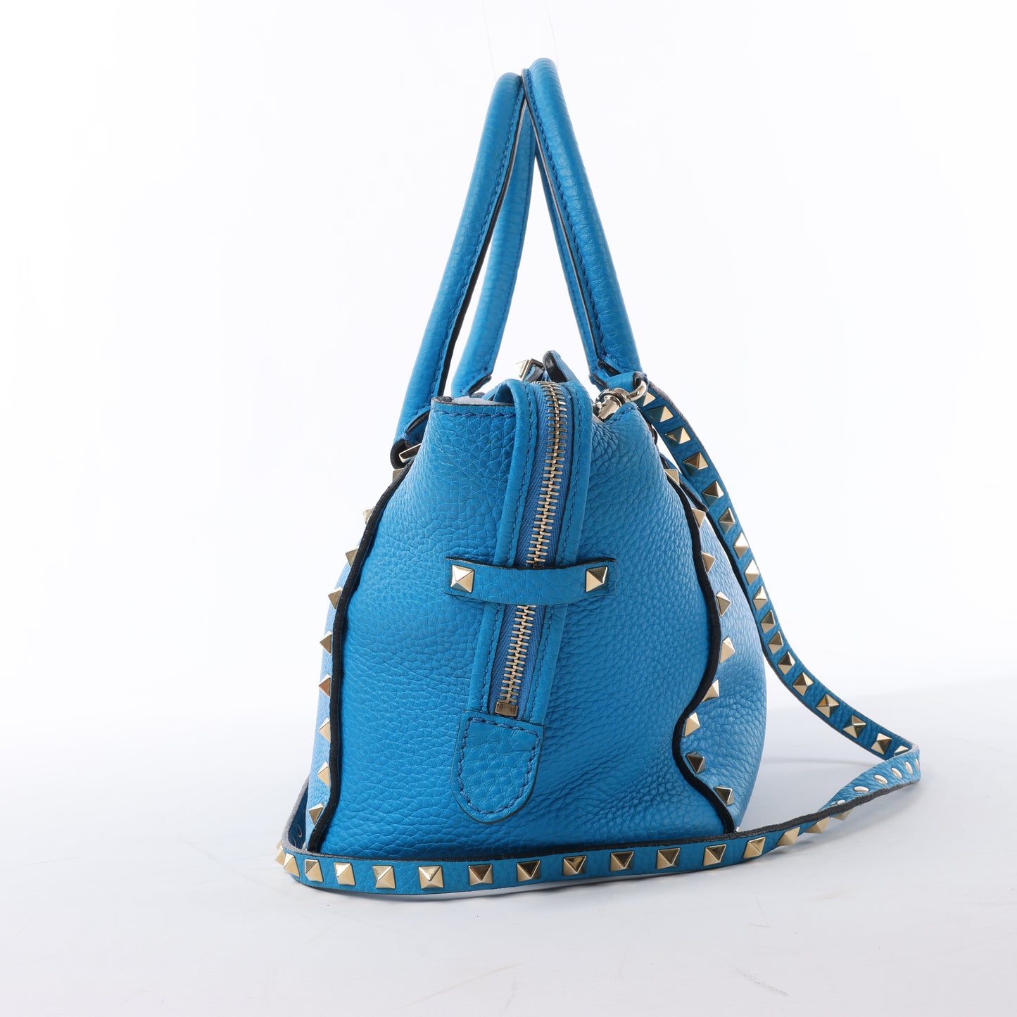 Valentino Garavani – Rockstud – 2-Wege-Handtasche aus blauem Leder