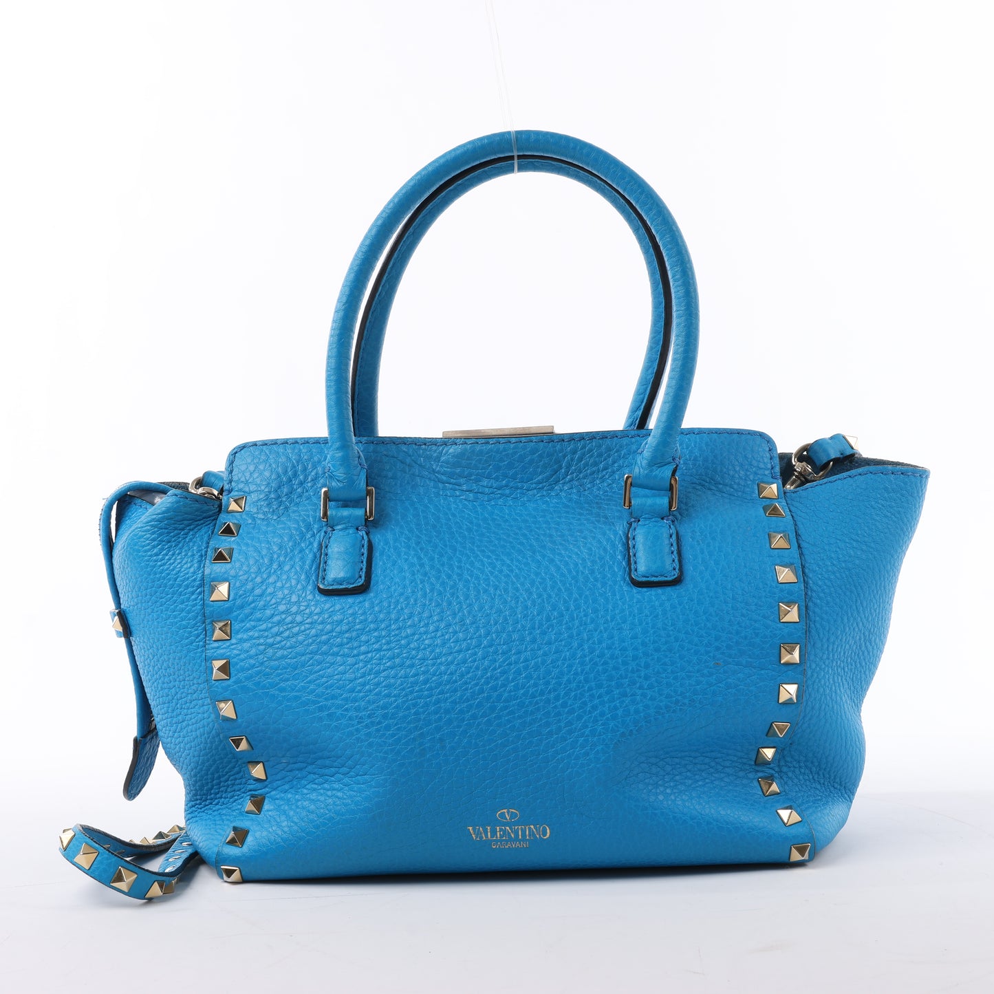 Valentino Garavani – Rockstud – 2-Wege-Handtasche aus blauem Leder