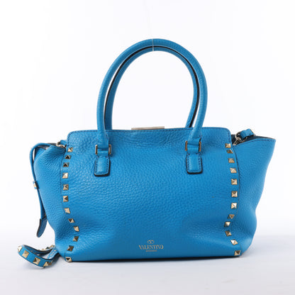 Valentino Garavani – Rockstud – 2-Wege-Handtasche aus blauem Leder