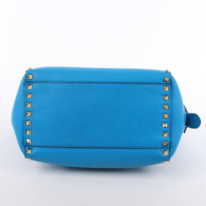 Valentino Garavani – Rockstud – 2-Wege-Handtasche aus blauem Leder