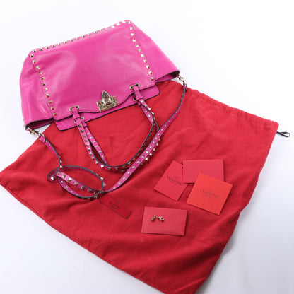 Valentino Garavani – Rockstud – 2-Wege-Handtasche aus rosa Leder