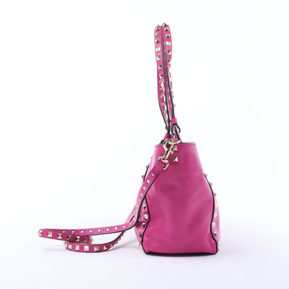 Valentino Garavani – Rockstud – 2-Wege-Handtasche aus rosa Leder