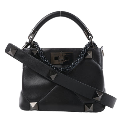 Valentino Garavani – Roman Studs – 3-Wege-Schultertasche aus schwarzem Leder
