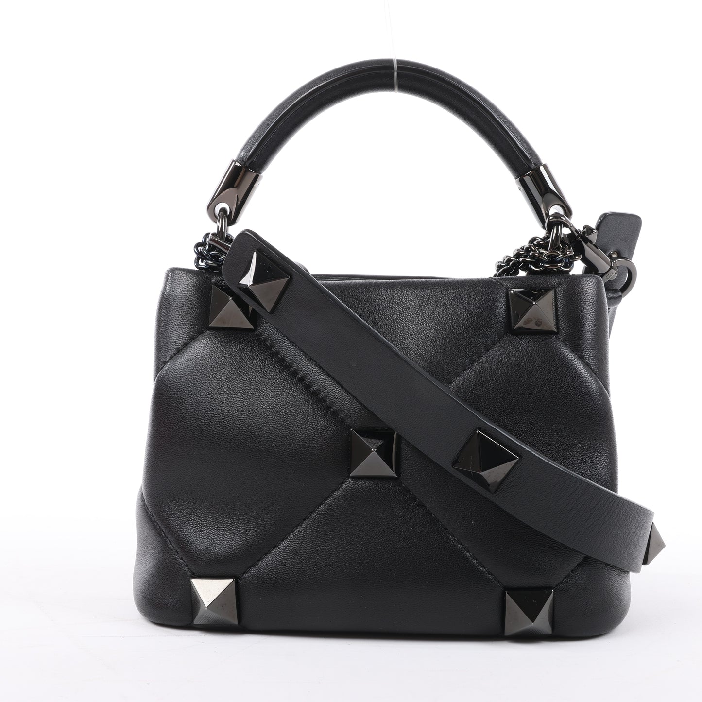 Valentino Garavani – Roman Studs – 3-Wege-Schultertasche aus schwarzem Leder
