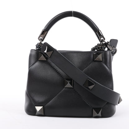 Valentino Garavani – Roman Studs – 3-Wege-Schultertasche aus schwarzem Leder