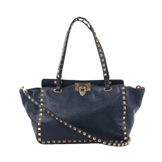 Valentino Garavani Rockstud 2Way-Handtasche aus Leder in Marineblau