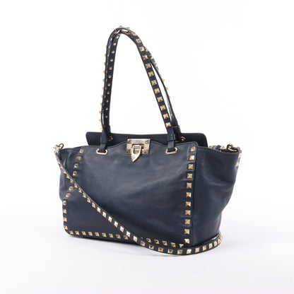 Valentino Garavani Rockstud 2Way-Handtasche aus Leder in Marineblau