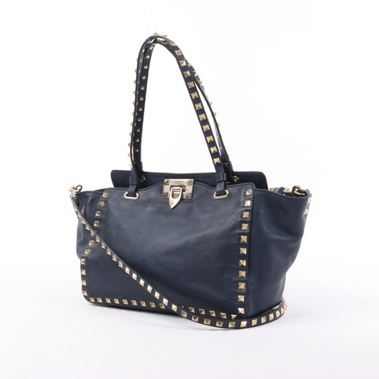 Valentino Garavani Rockstud 2Way-Handtasche aus Leder in Marineblau
