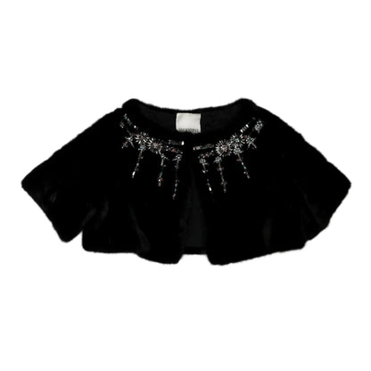 Valentino Schwarzes Nerzpelz-Capelet mit Kristallverzierungen - Elegante Abendgarderobe