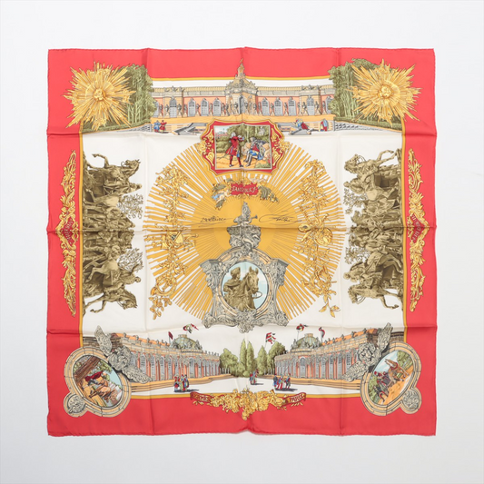 Hermès Carré 90 "SANSSOUCY" 100% Silk Scarf in Red