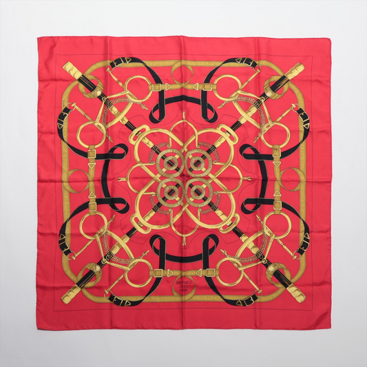 Hermès Carré 90 " Eperon d'or" 100% Silk Scarf in Red