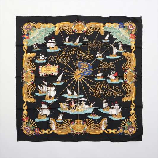 Hermès Carré 90 "VOILES DE LUMIERE" 100% Silk Scarf in Black
