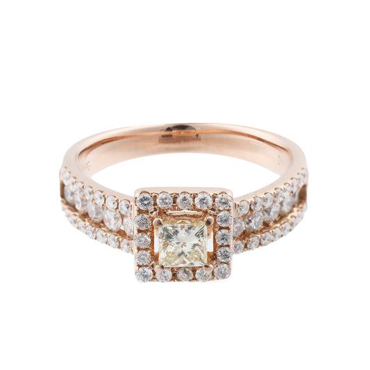 Nicht signierter / unsignierter 18 Karat Roségoldring mit Diamanten, Größe 52 EU