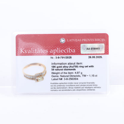 Nicht signierter / unsignierter 18 Karat Roségoldring mit Diamanten, Größe 52 EU