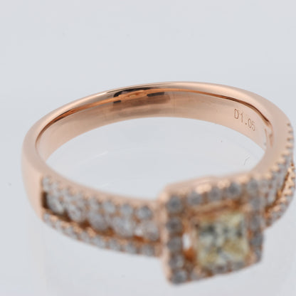 Nicht signierter / unsignierter 18 Karat Roségoldring mit Diamanten, Größe 52 EU