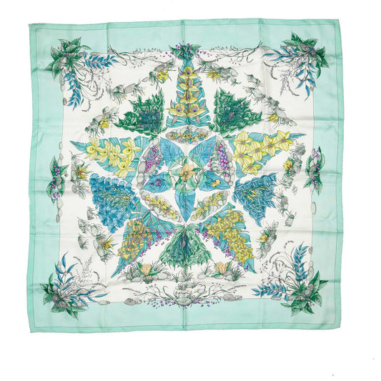 Hermès Carré 90 "Pythagore" 100% Silk Scarf in Green